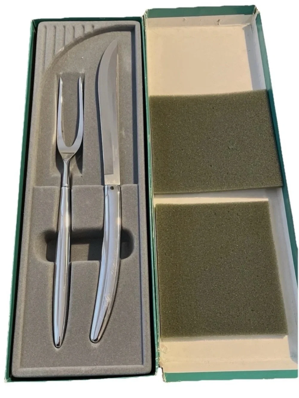 Polished Stainless Steel Carving Knife & Fork Set - Towle Silversmith
